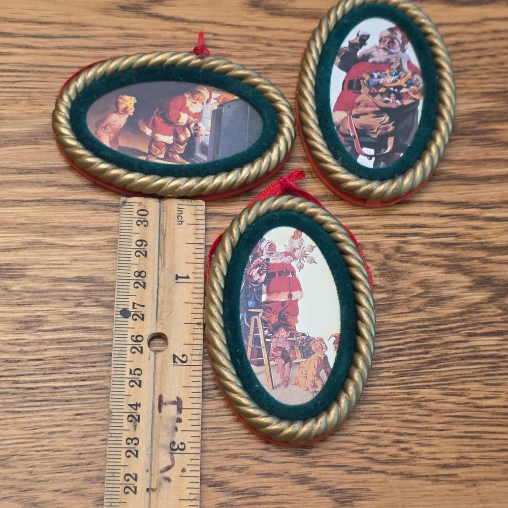 Vintage 1991 Coca-Cola Santa Claus Christmas Ornaments Set of 3 Collector 3 inch